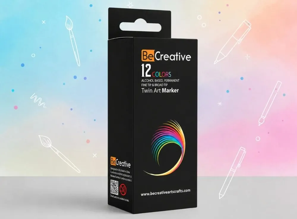 Be Creative twin art marker packaging box